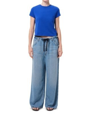 Agolde Shaw Drawstring Wide Leg Jeans in Script