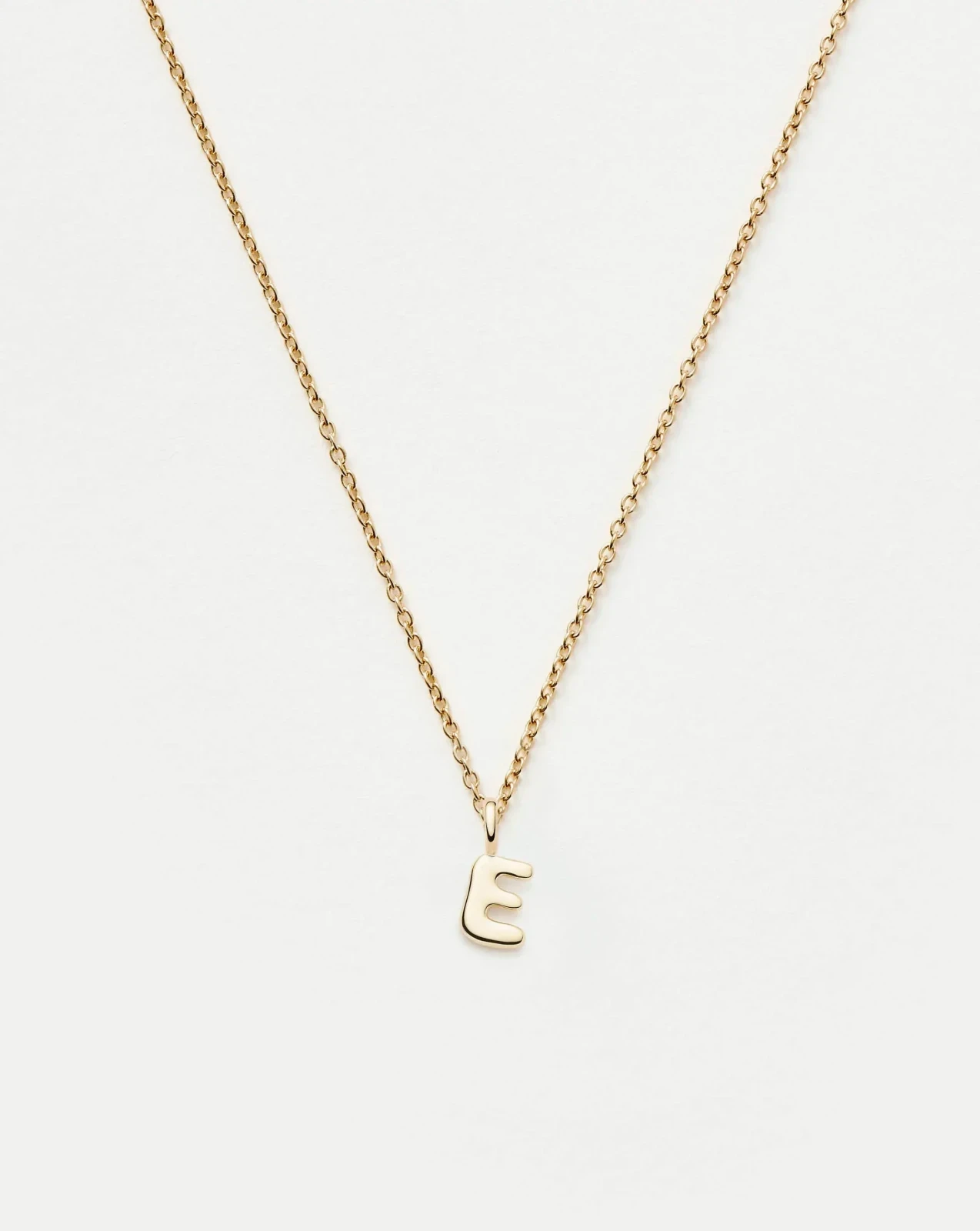 Solid Gold Initial Mini Pendant Necklace - E | 14ct Solid Gold