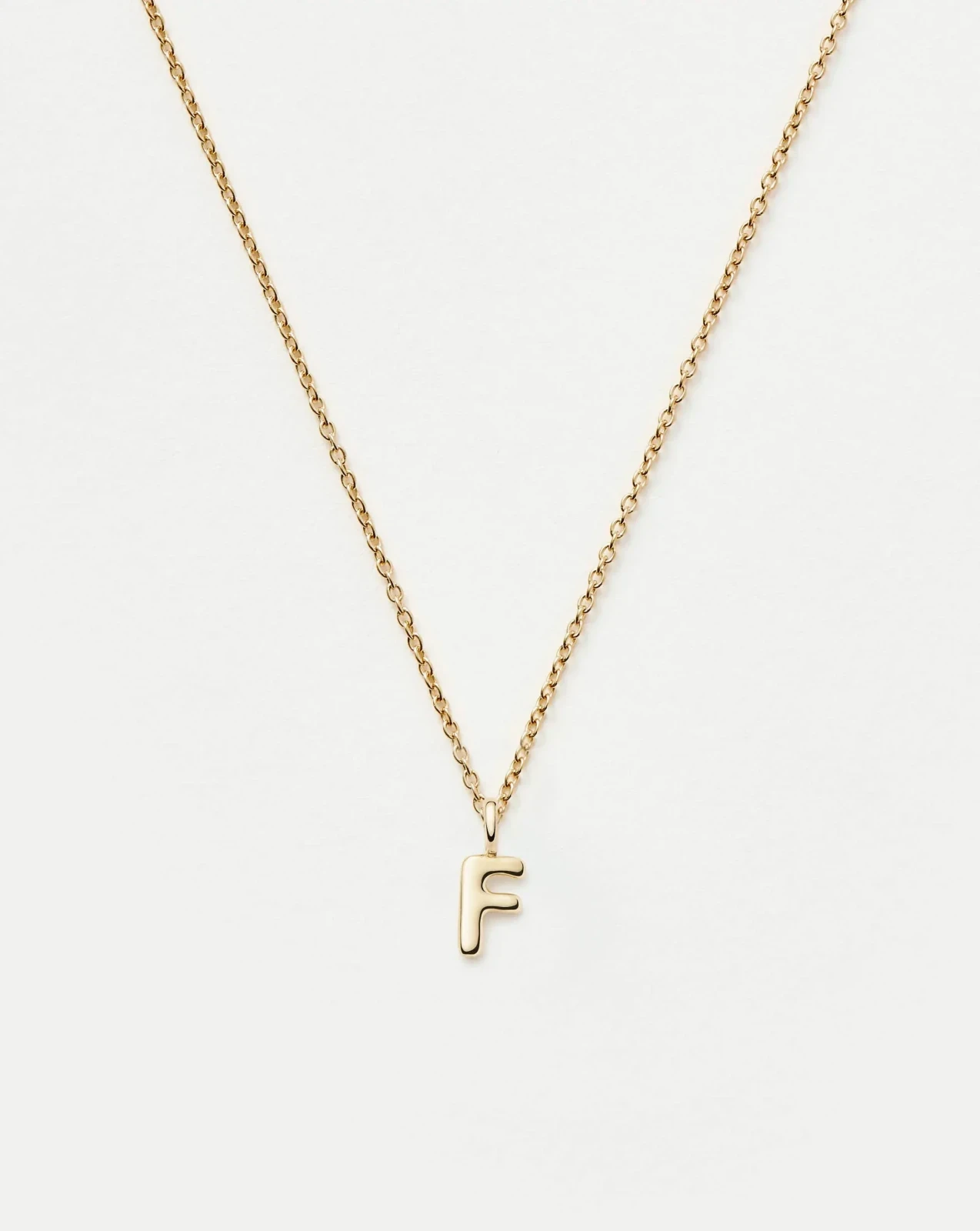 Solid Gold Initial Mini Pendant Necklace - F | 14ct Solid Gold