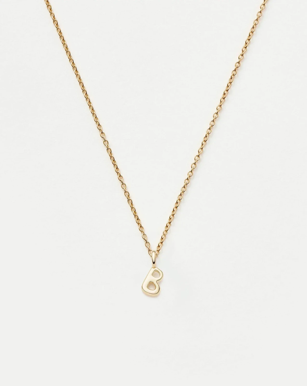 Solid Gold Initial Mini Pendant Necklace - B | 14ct Solid Gold