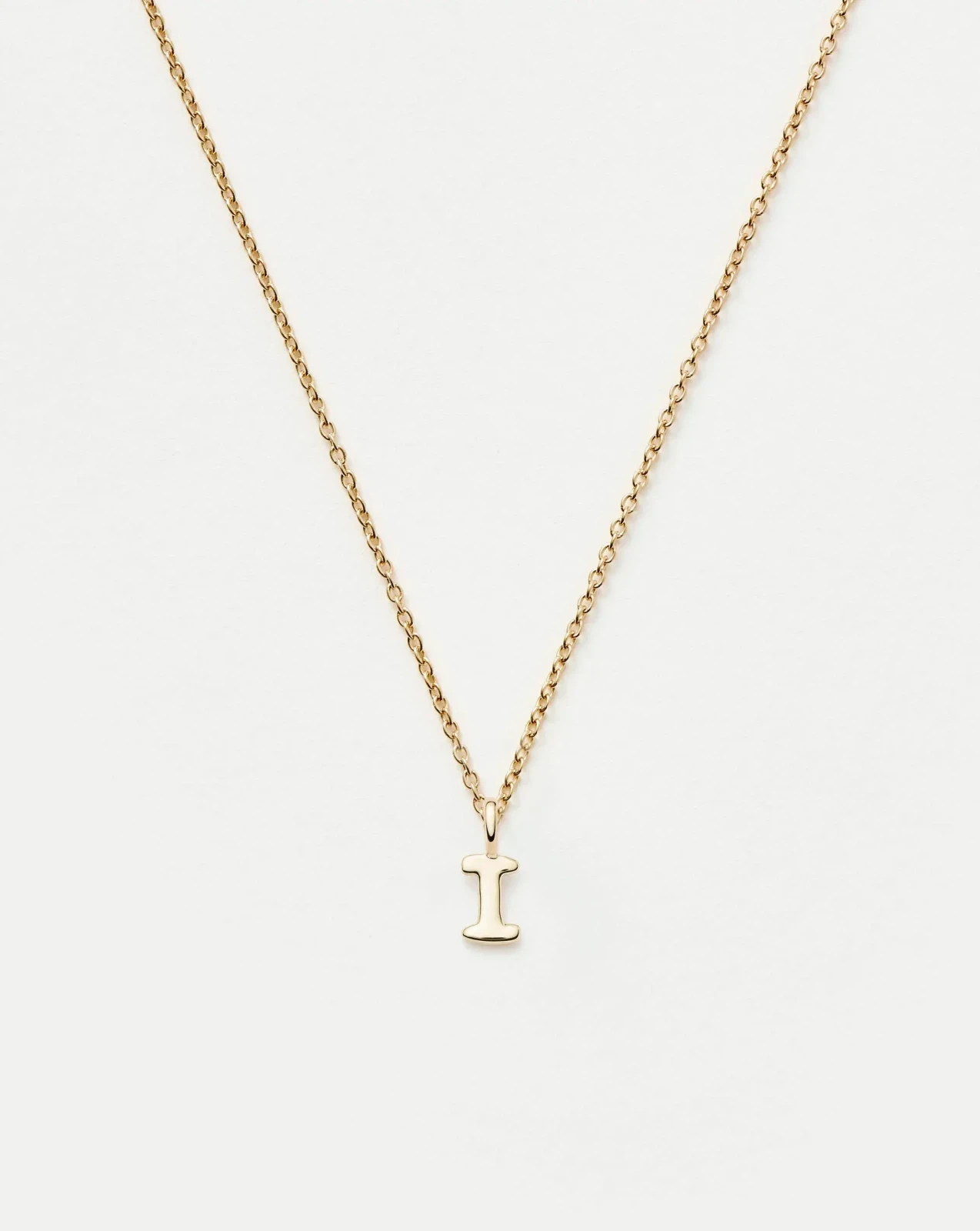 Solid Gold Initial Mini Pendant Necklace - I | 14ct Solid Gold