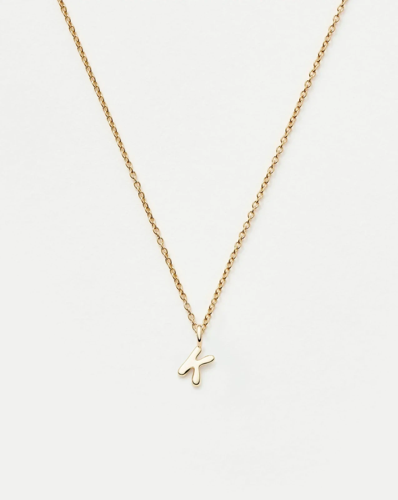 Solid Gold Initial Mini Pendant Necklace - K | 14ct Solid Gold