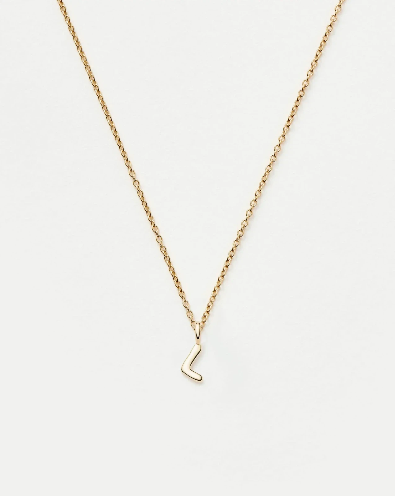 Solid Gold Initial Mini Pendant Necklace - L | 14ct Solid Gold