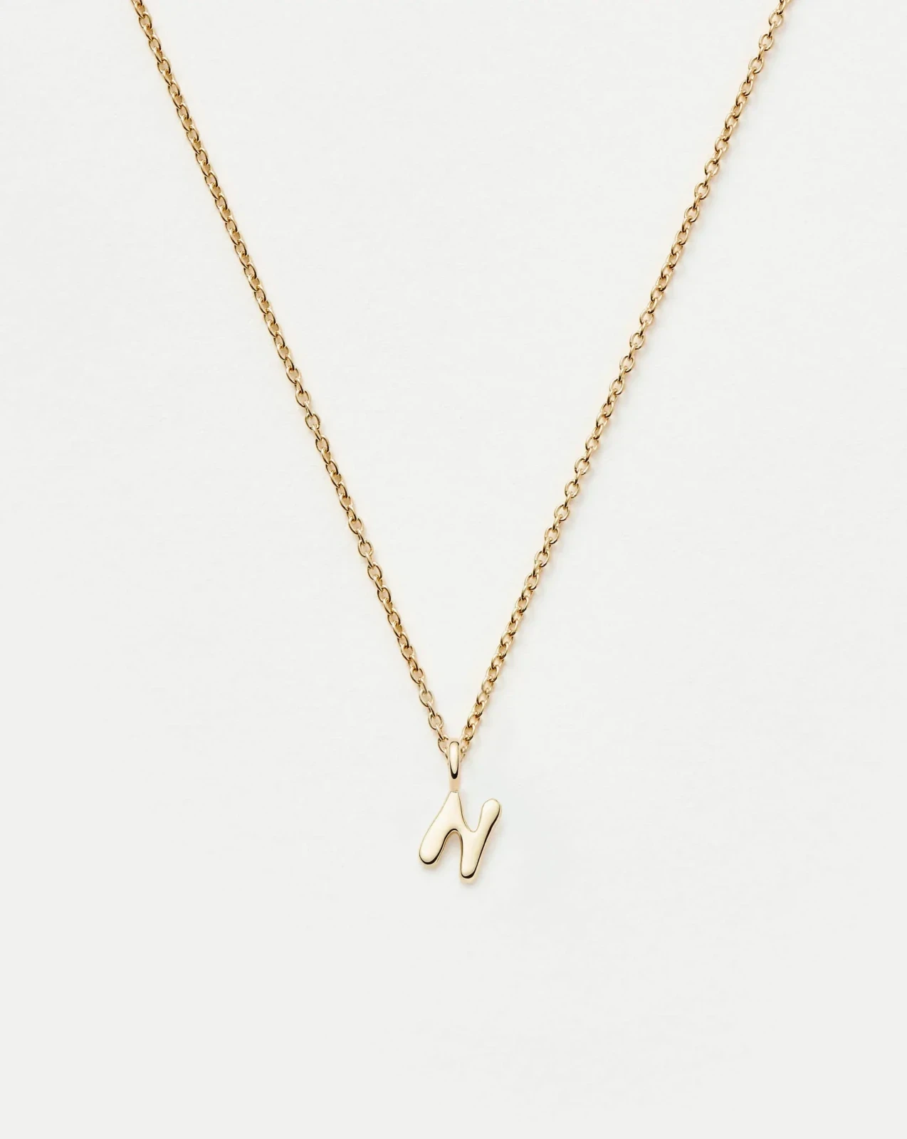 Solid Gold Initial Mini Pendant Necklace - N | 14ct Solid Gold