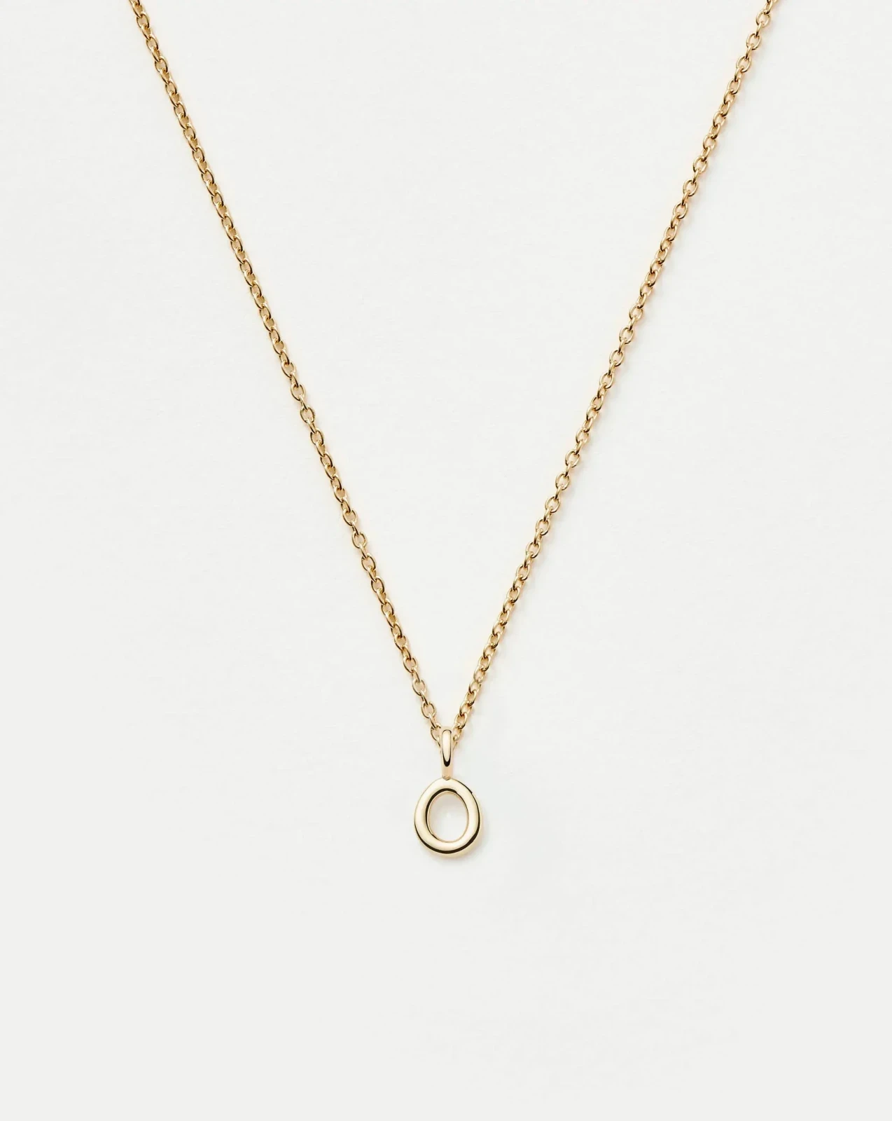 Solid Gold Initial Mini Pendant Necklace - O | 14ct Solid Gold