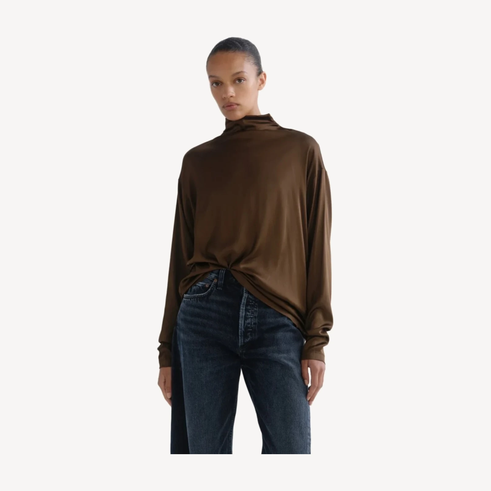 Bryony Top (Satin) in Olive Brown