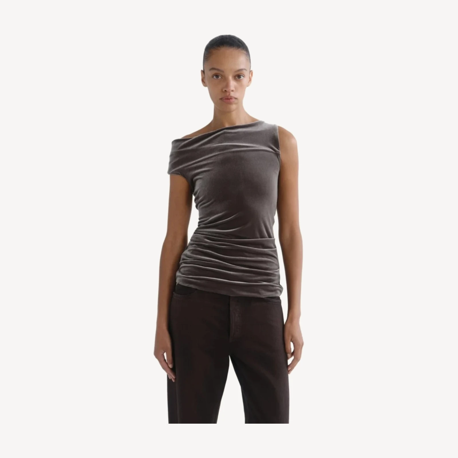 Carlin Top (Velvet) in Truffle