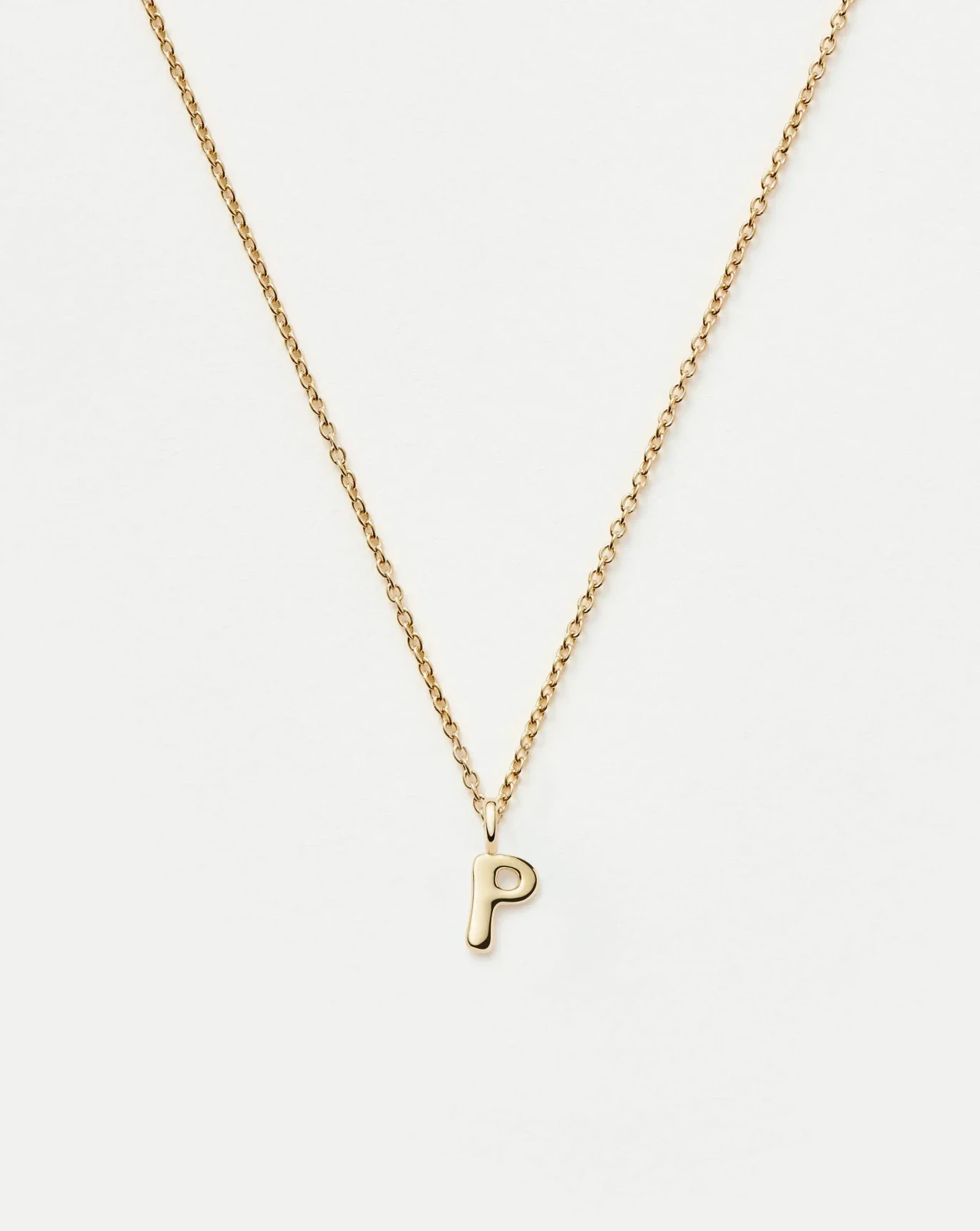 Solid Gold Initial Mini Pendant Necklace - P | 14ct Solid Gold