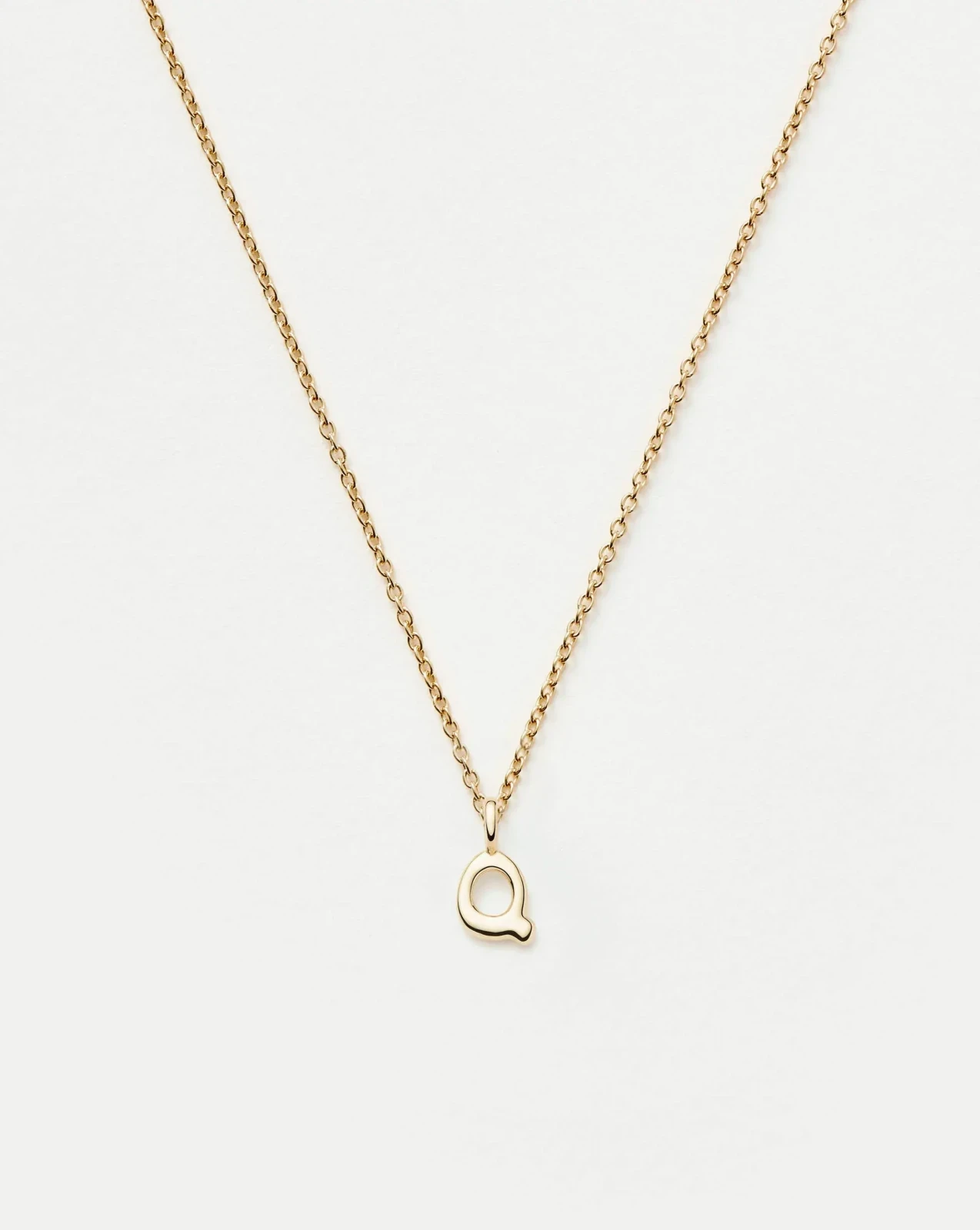 Solid Gold Initial Mini Pendant Necklace - Q | 14ct Solid Gold