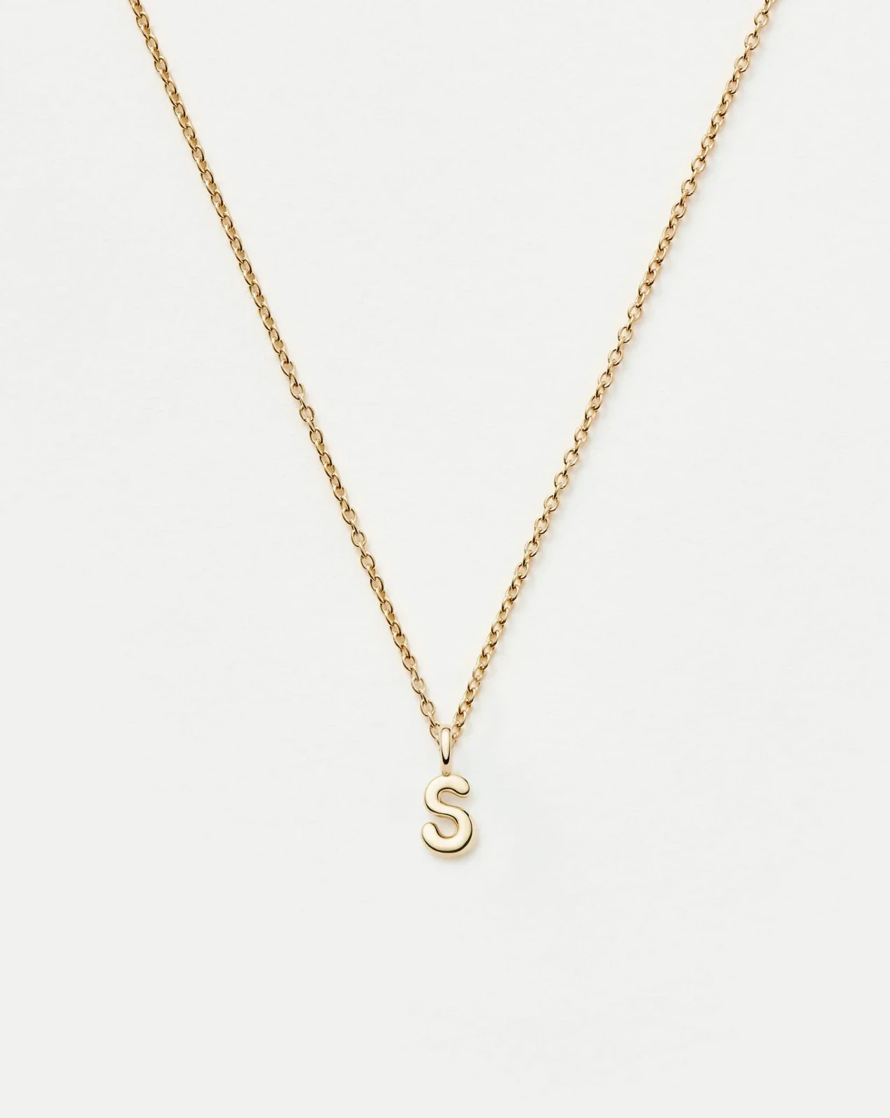 Solid Gold Initial Mini Pendant Necklace - S | 14ct Solid Gold