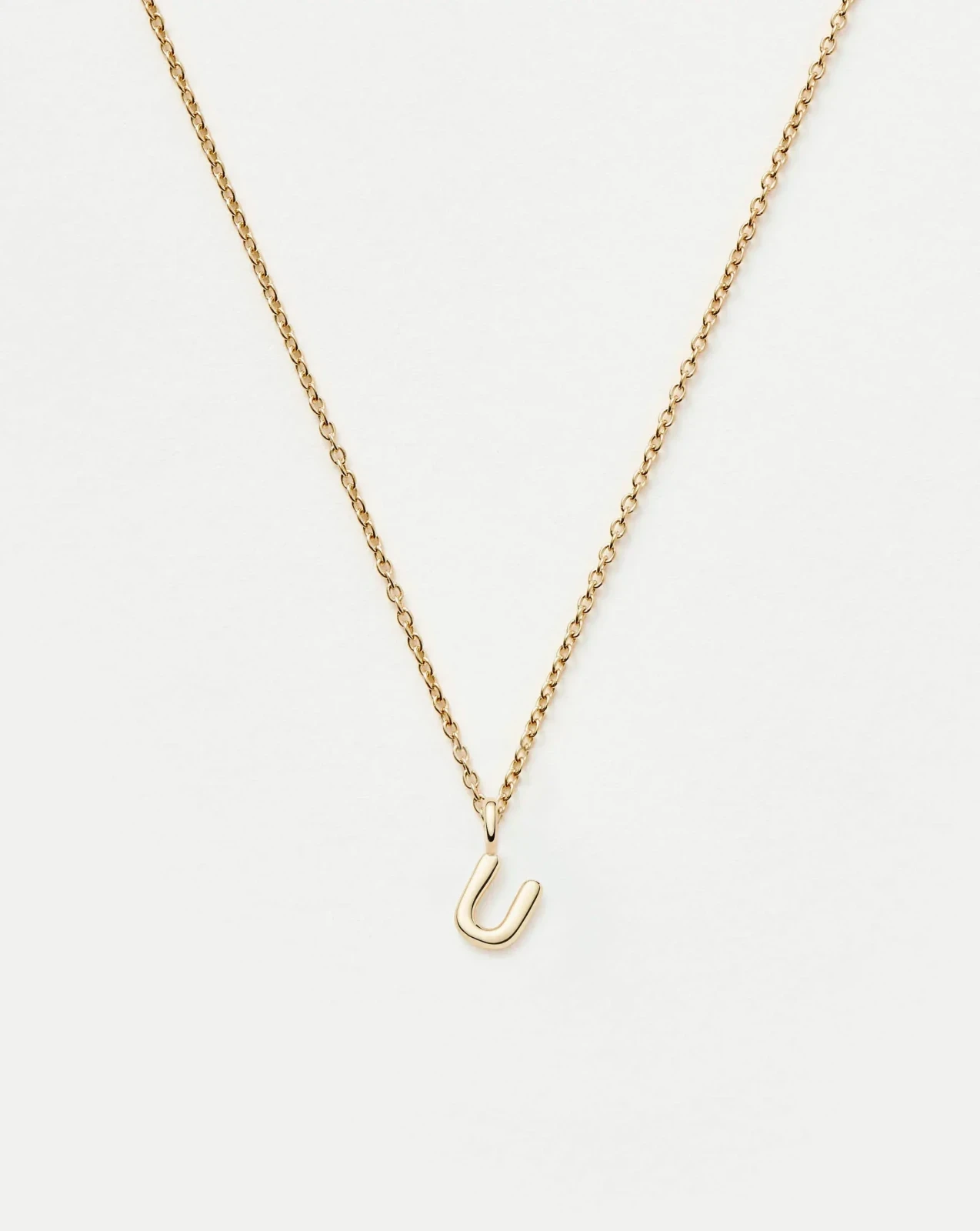 Solid Gold Initial Mini Pendant Necklace - U | 14ct Solid Gold