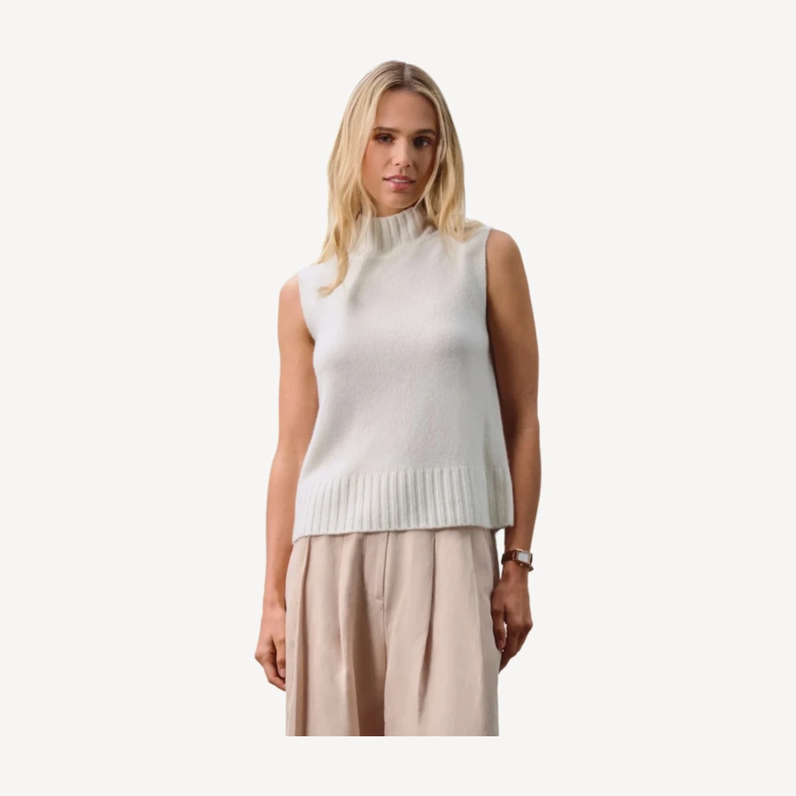 LOUISA SLEEVELESS MOCK NECK - ECRU