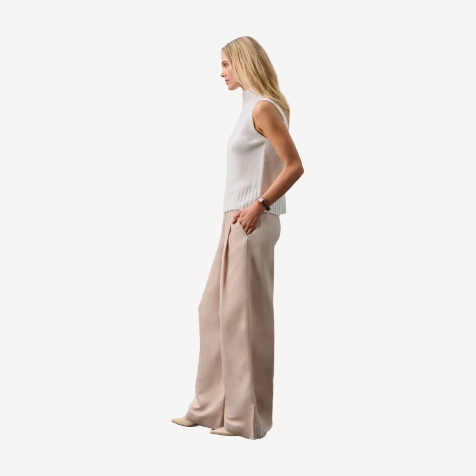 LOUISA SLEEVELESS MOCK NECK - ECRU