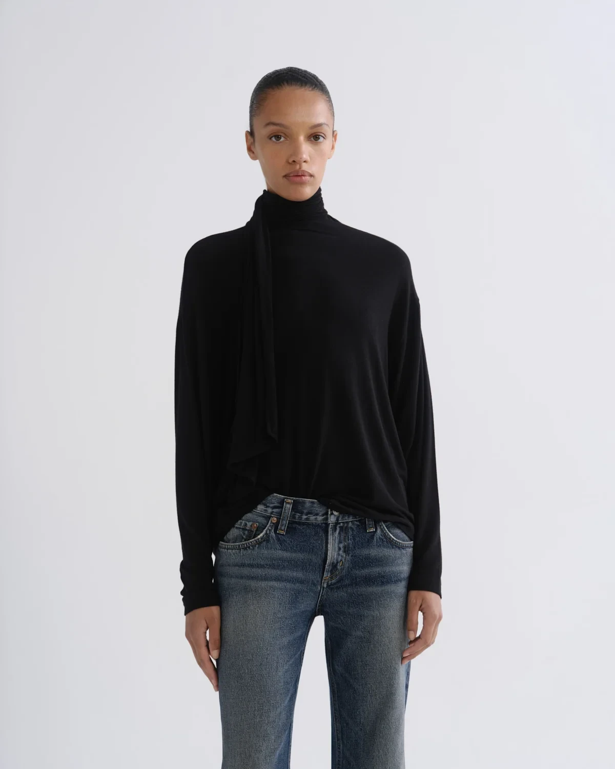 Renata Scarf Neck in Black