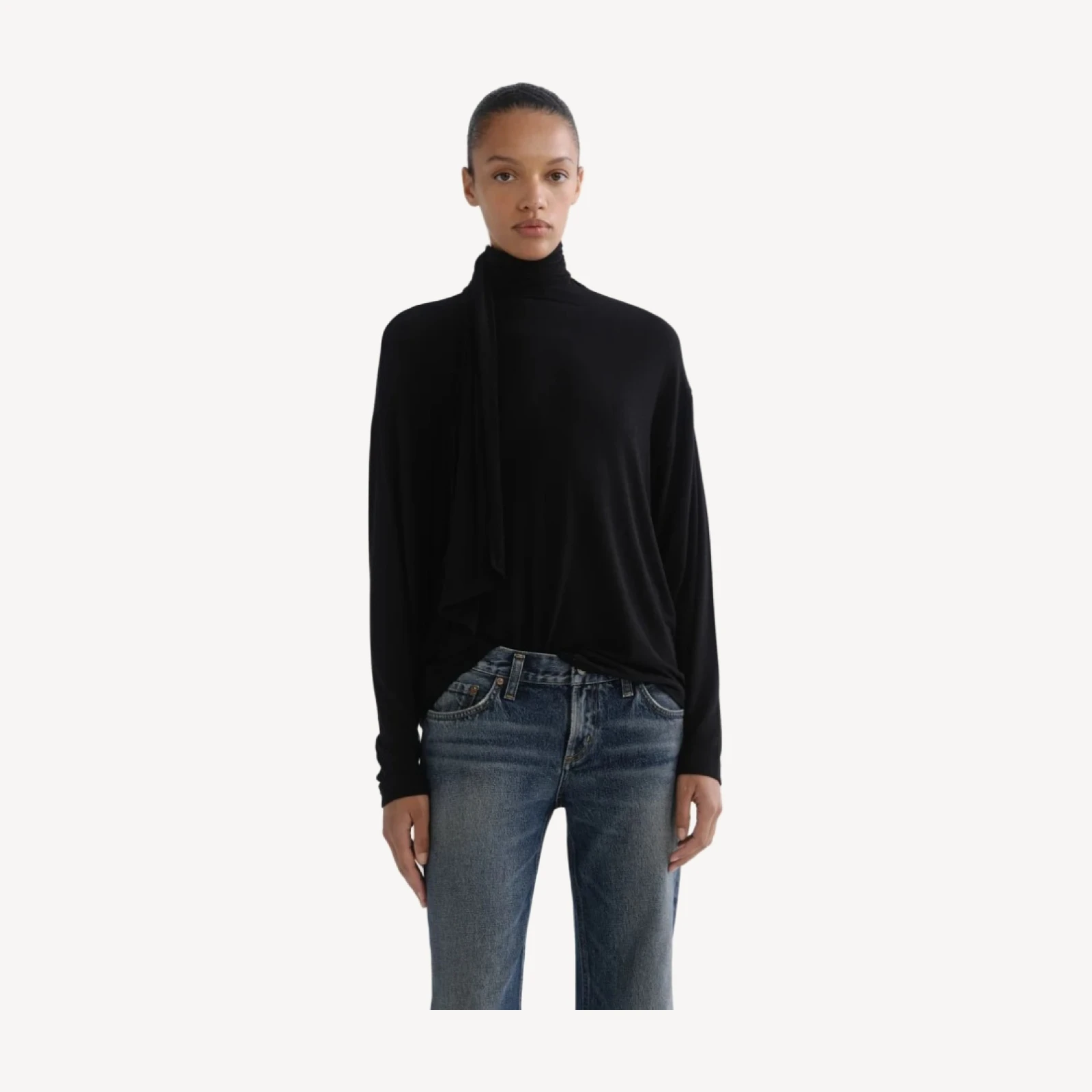 Renata Scarf Neck in Black