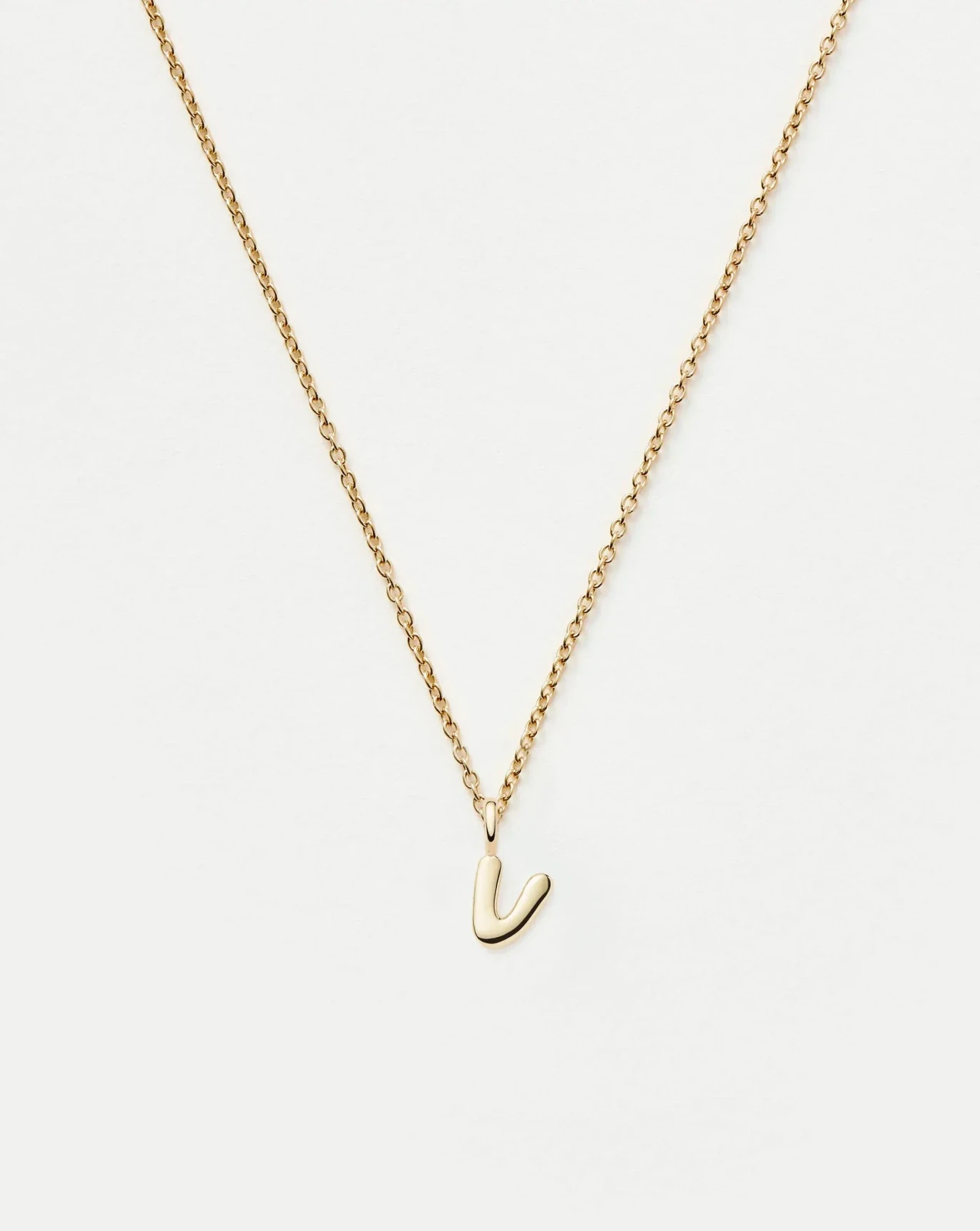 Solid Gold Initial Mini Pendant Necklace - V | 14ct Solid Gold