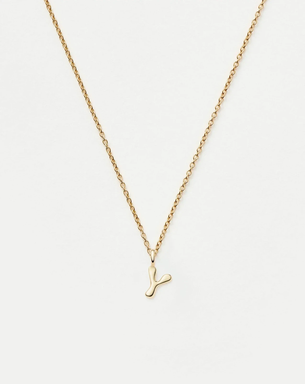 Solid Gold Initial Mini Pendant Necklace - Y | 14ct Solid Gold