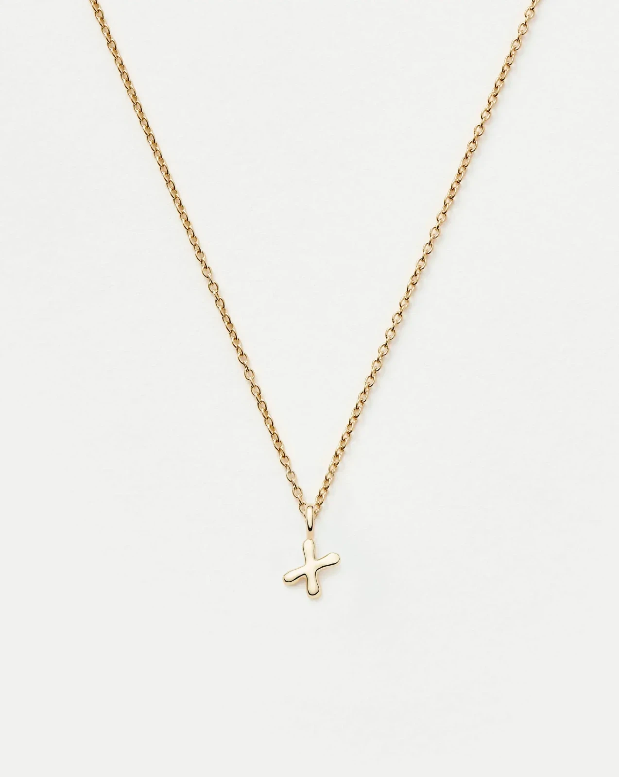 Solid Gold Initial Mini Pendant Necklace - X | 14ct Solid Gold