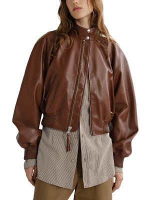 Agolde Nova Faux Leather Bomber Jacket