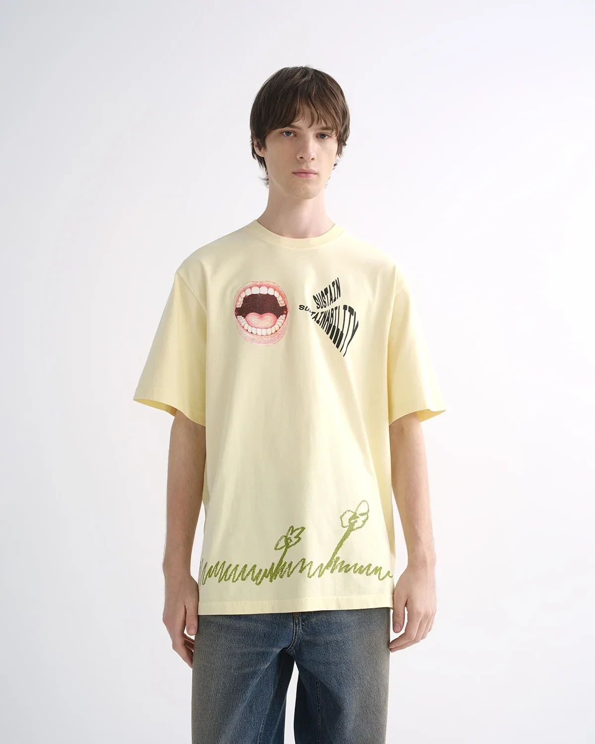 Ron Finley Short Sleeve Tee in Pale Yellow
