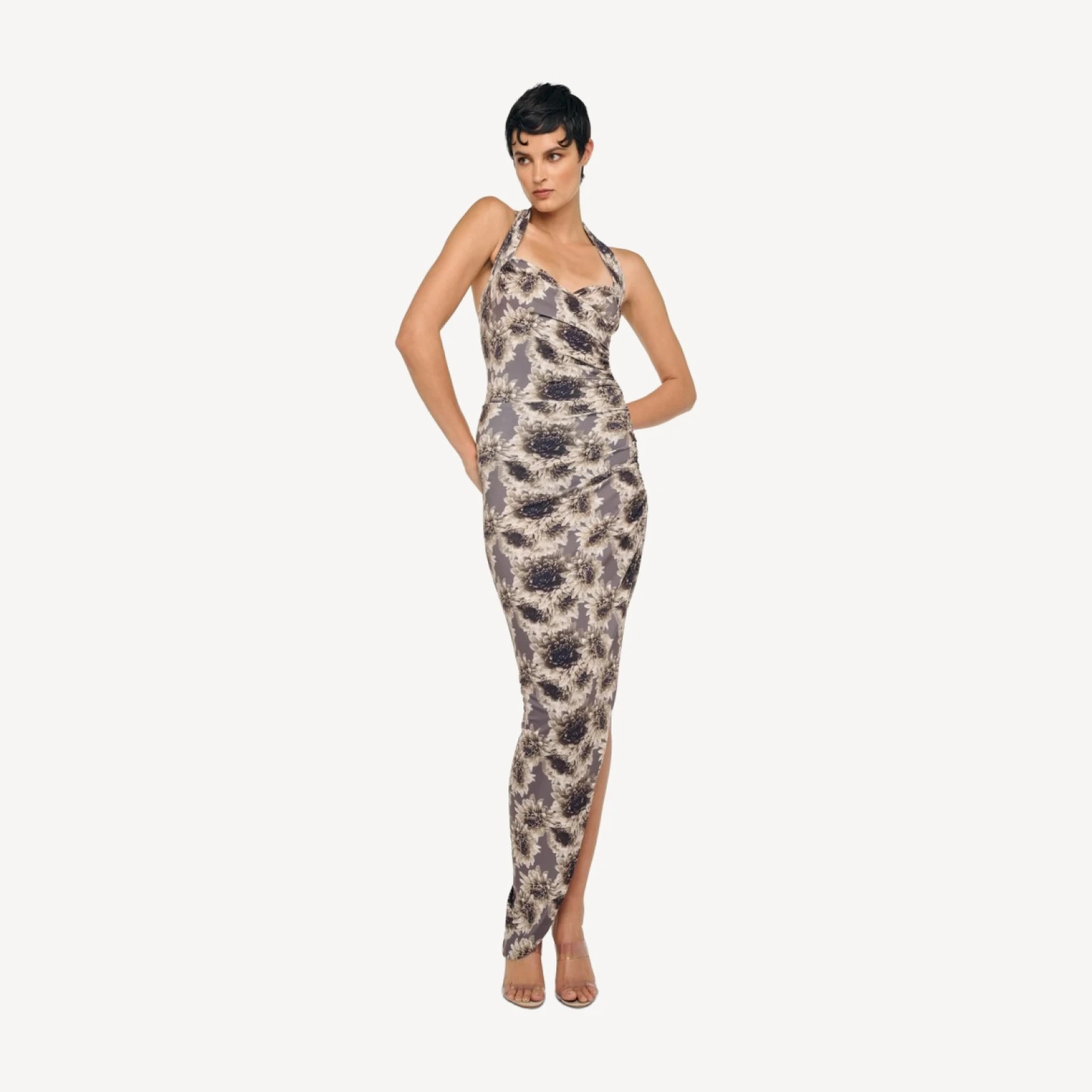 CAYLA SIDE DRAPE GOWN