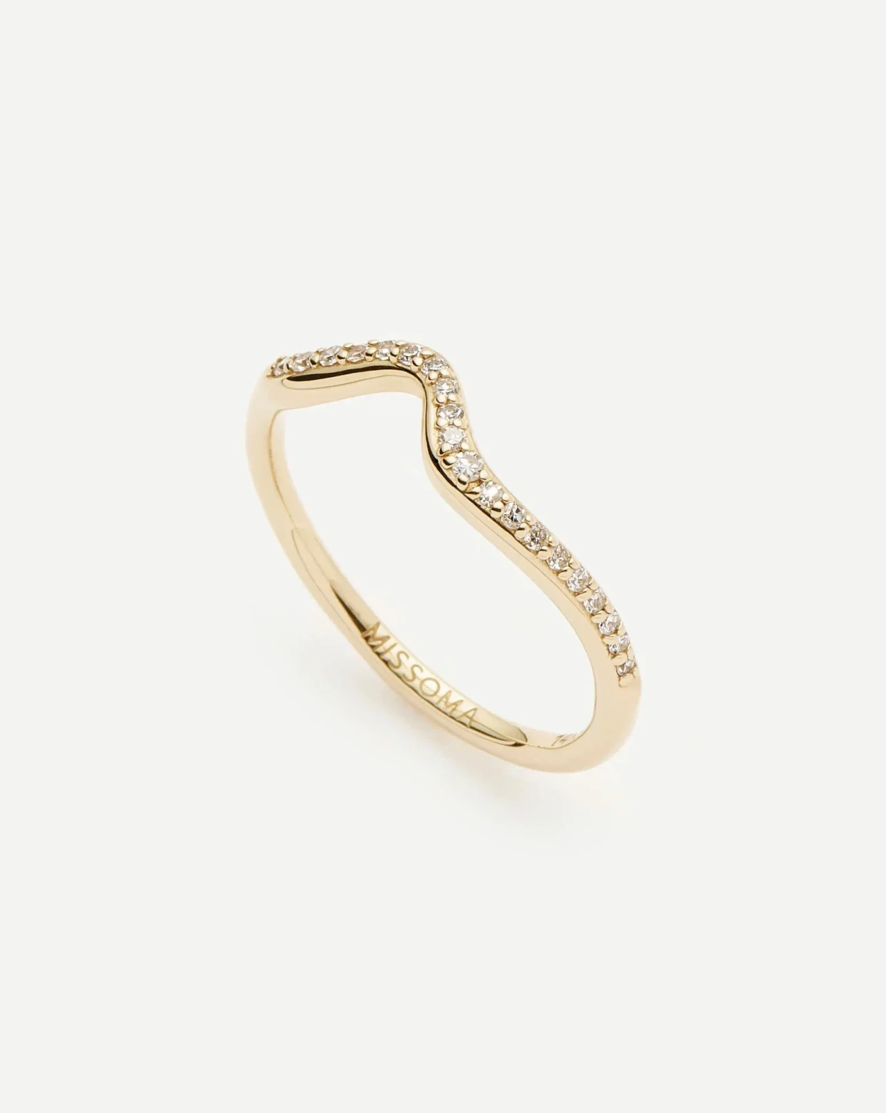 Molten Snow Solid Gold Diamond Stacking Ring | 9ct Solid Yellow Gold/Lab Grown Diamonds