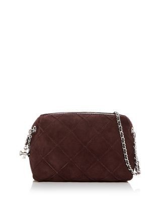 Tory Burch Fleming Quilted Suede Crossbody Bag