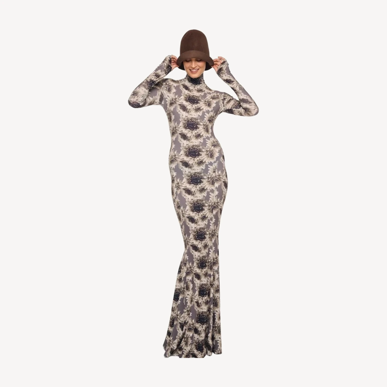 LONG SLEEVE TURTLE FISHTAIL GOWN