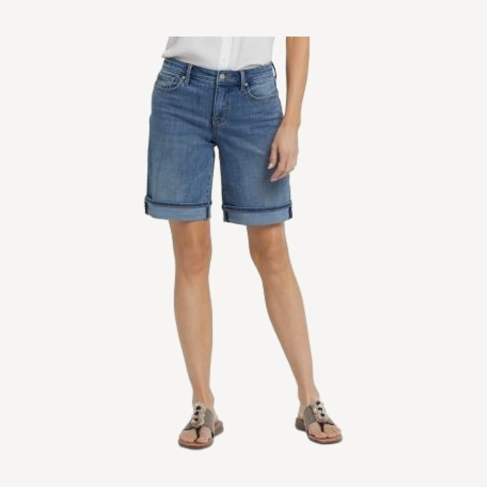 Nydj Lilly High Rise Jean Shorts With 2 Cuffs in Majorca Bay