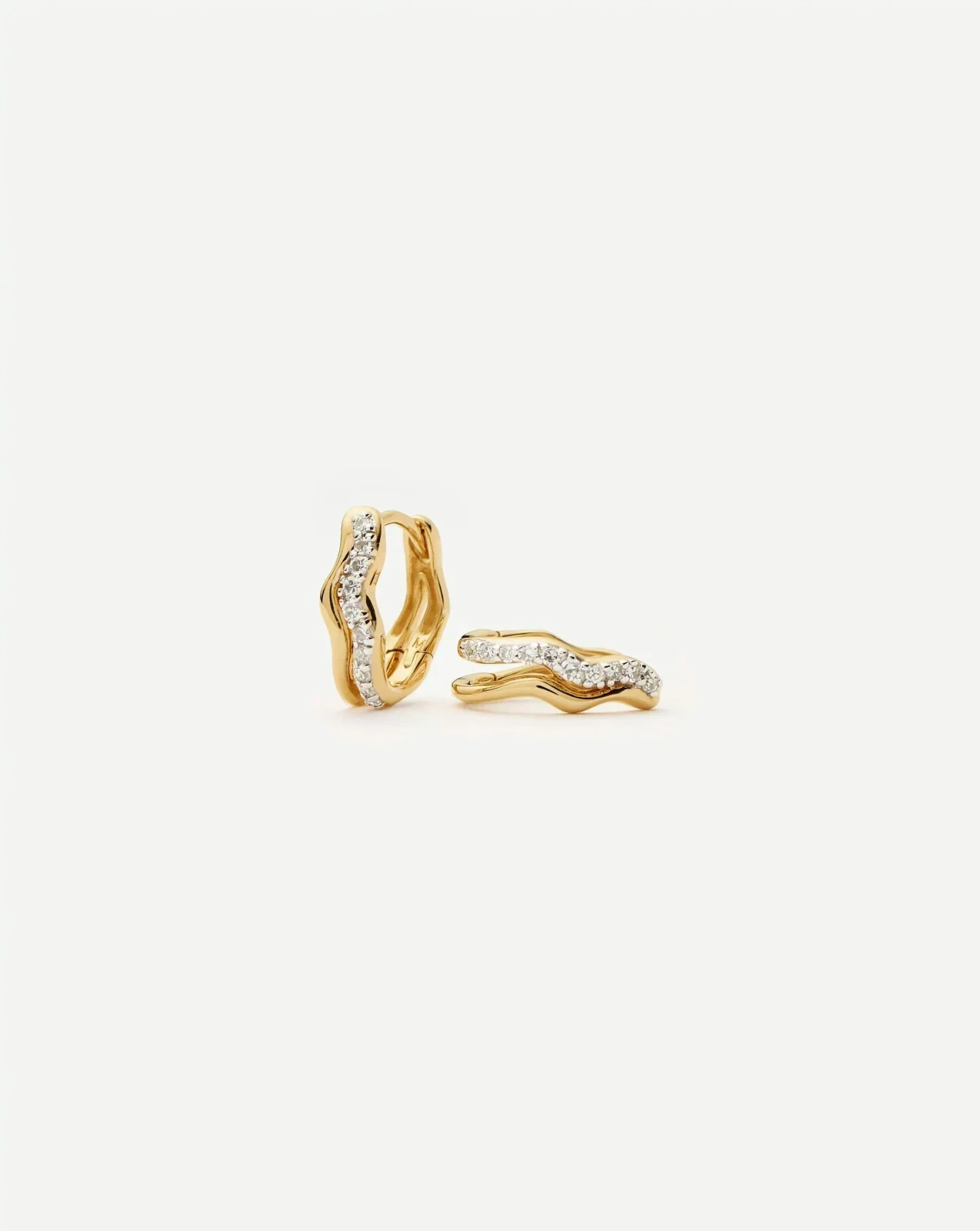 Molten Snow Solid Gold Diamond Double Mini Hoop Earrings | 9ct Solid Yellow Gold/Lab Grown Diamond