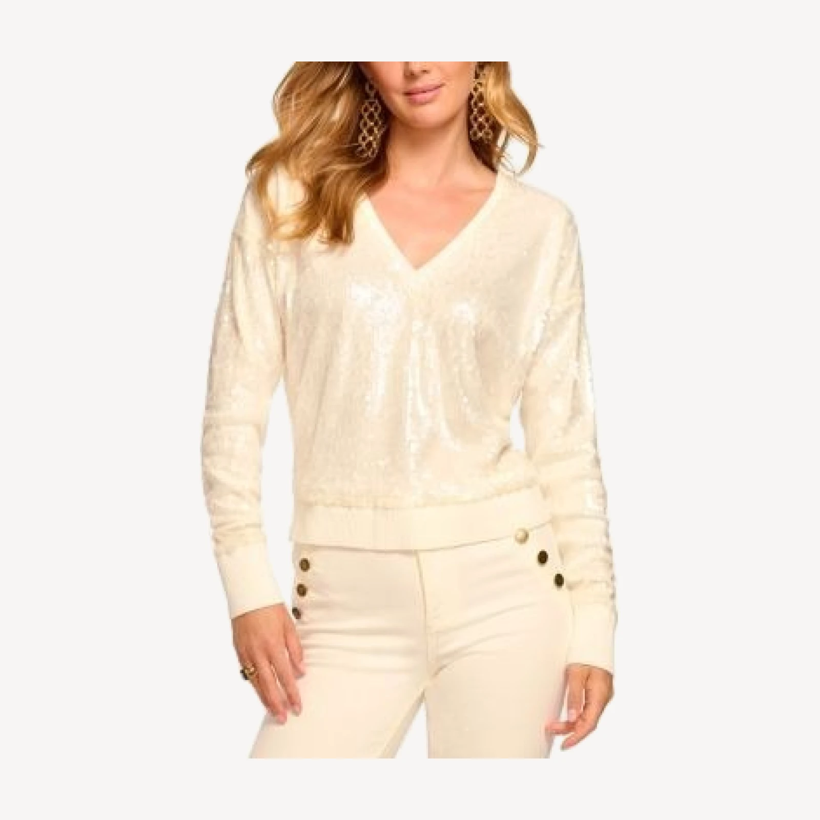 Ramy Brook Delphina Sequined V Neck Sweater