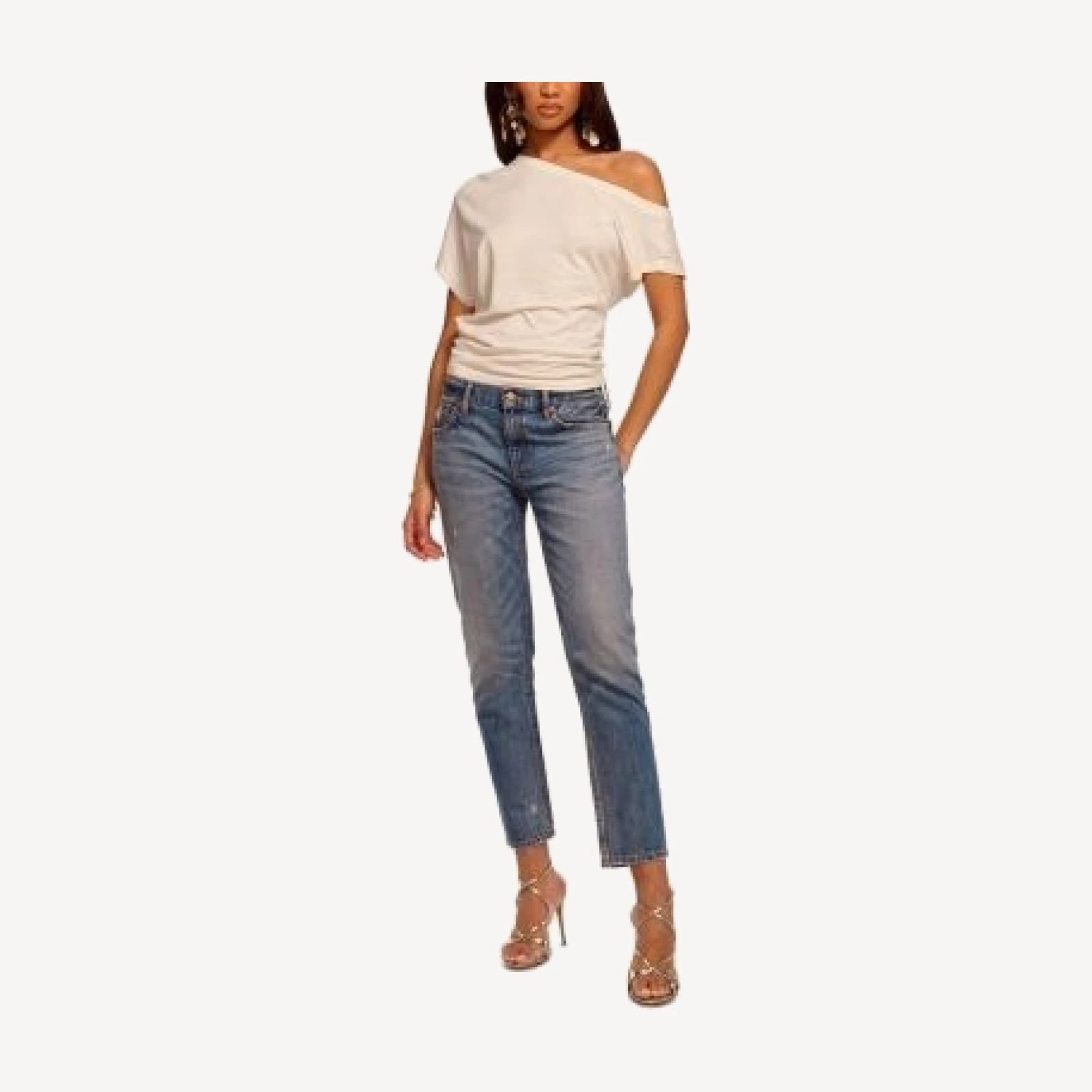 Ramy Brook Milla Low Rise Straight Jeans in Distressed Vintage Wash