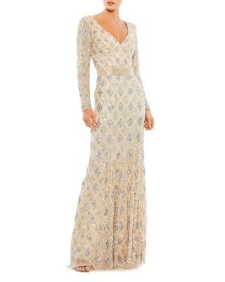 Mac Duggal Geometric Embellished Evening Gown