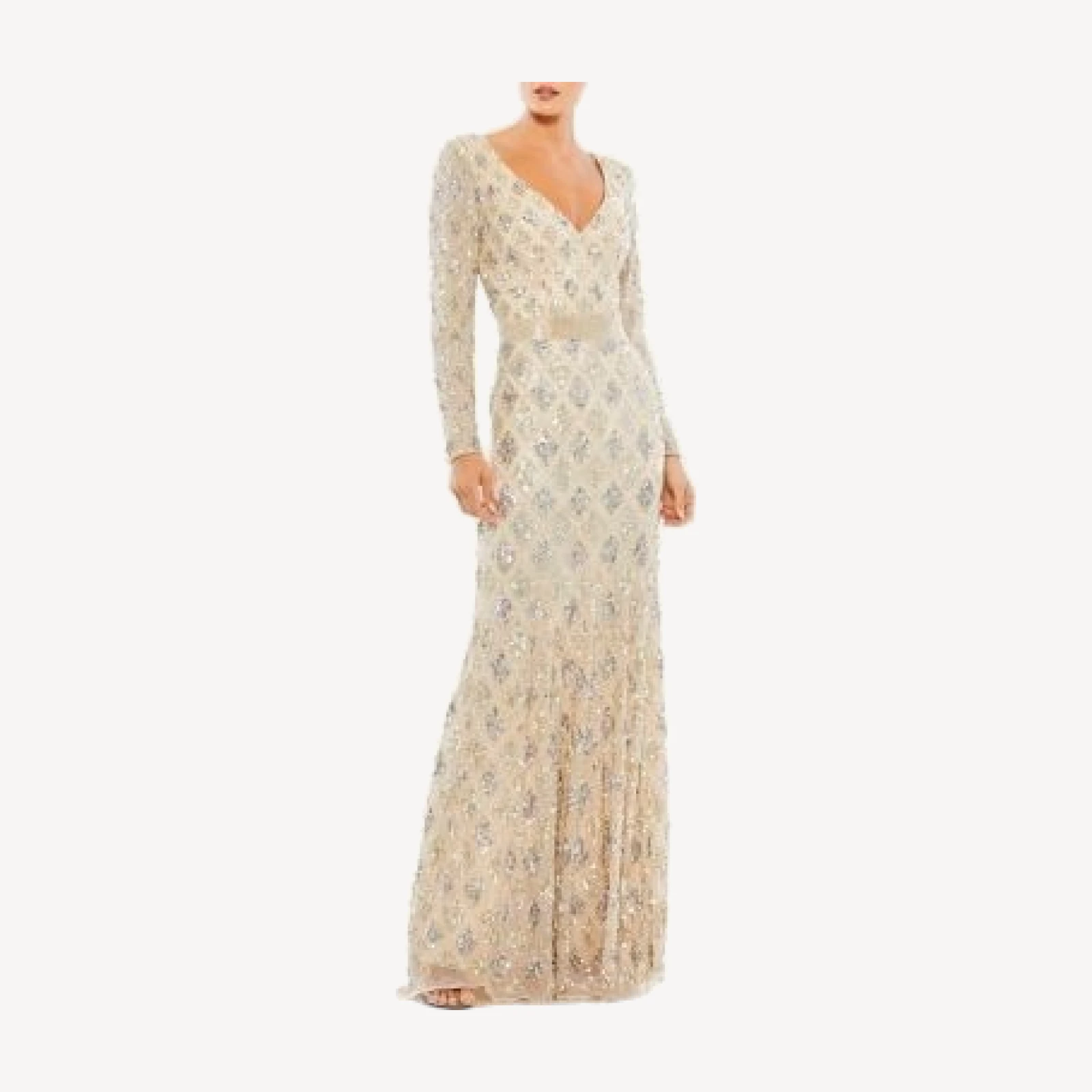 Mac Duggal Geometric Embellished Evening Gown