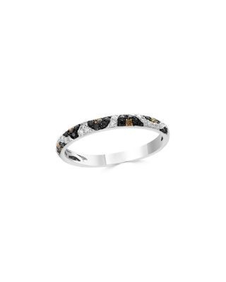 Bloomingdale's Fine Collection Black, White & Brown Diamond Leopard Spot Ring in 14K White Gold