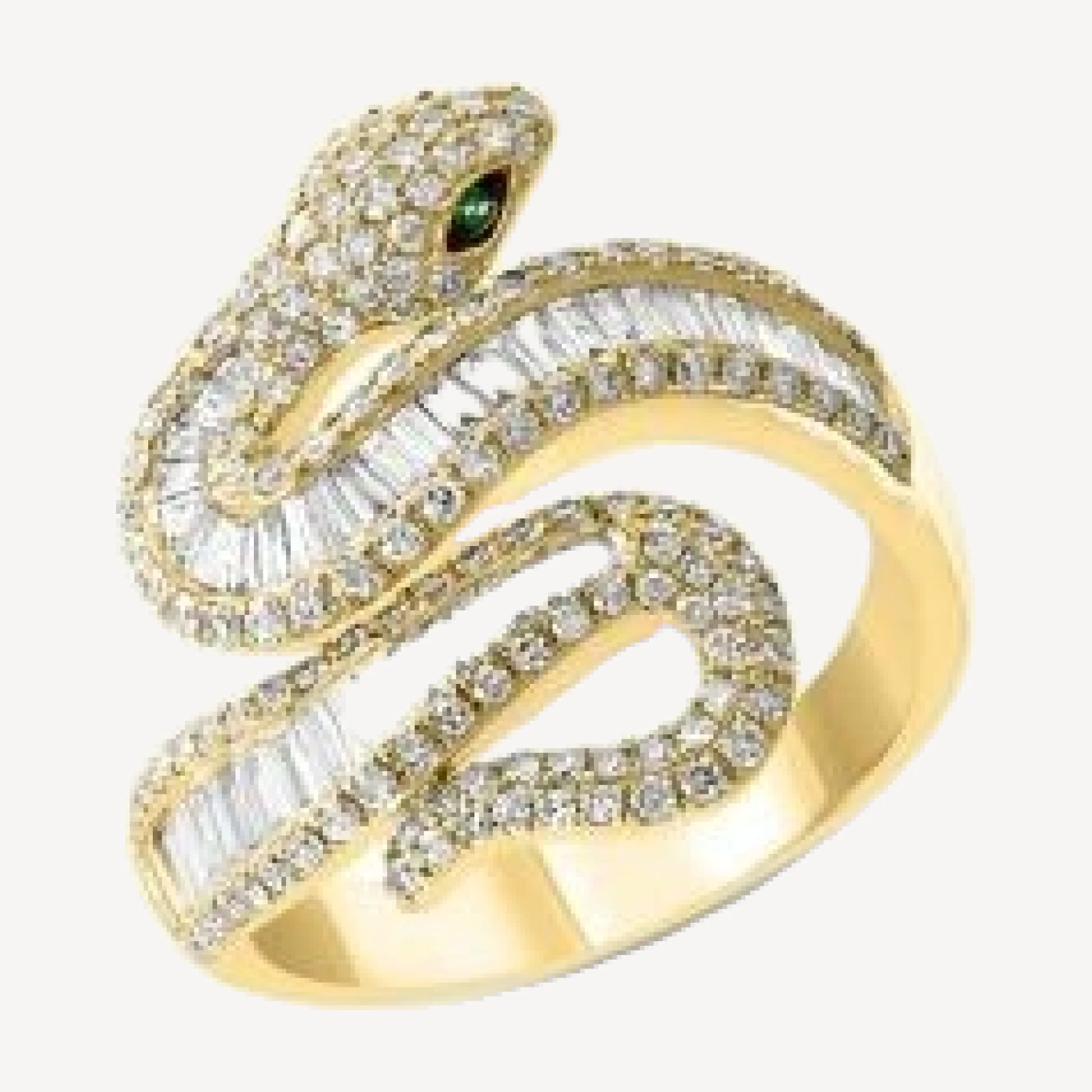 Bloomingdale's Fine Collection Emerald & Diamond Snake Ring in 14K Yellow Gold