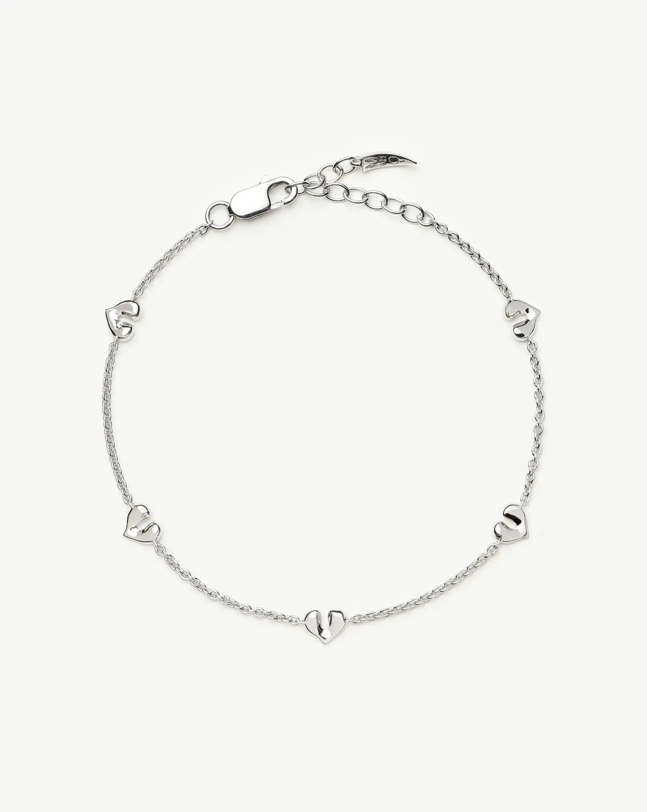 Molten Heart Mini Charm Bracelet | Sterling Silver