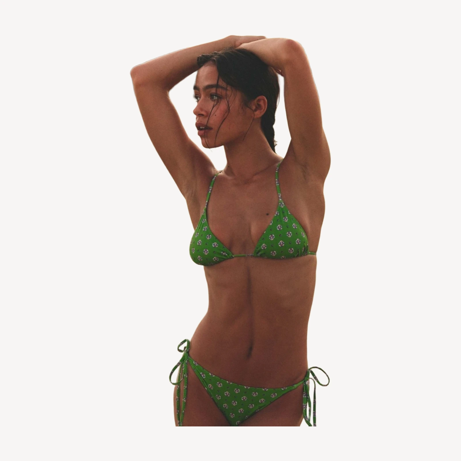 POSITANO BIKINI BOTTOM -- VERT CADIZ FOULARD