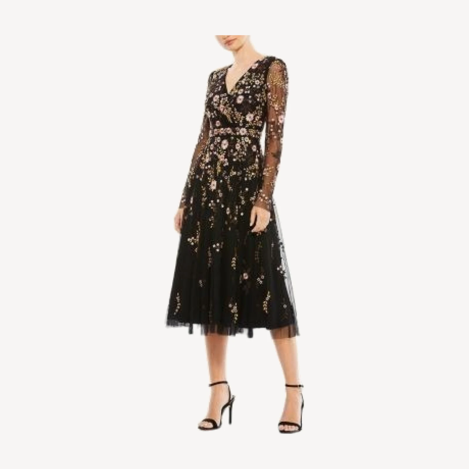 Mac Duggal Floral Embroidered A-Line Cocktail Dress
