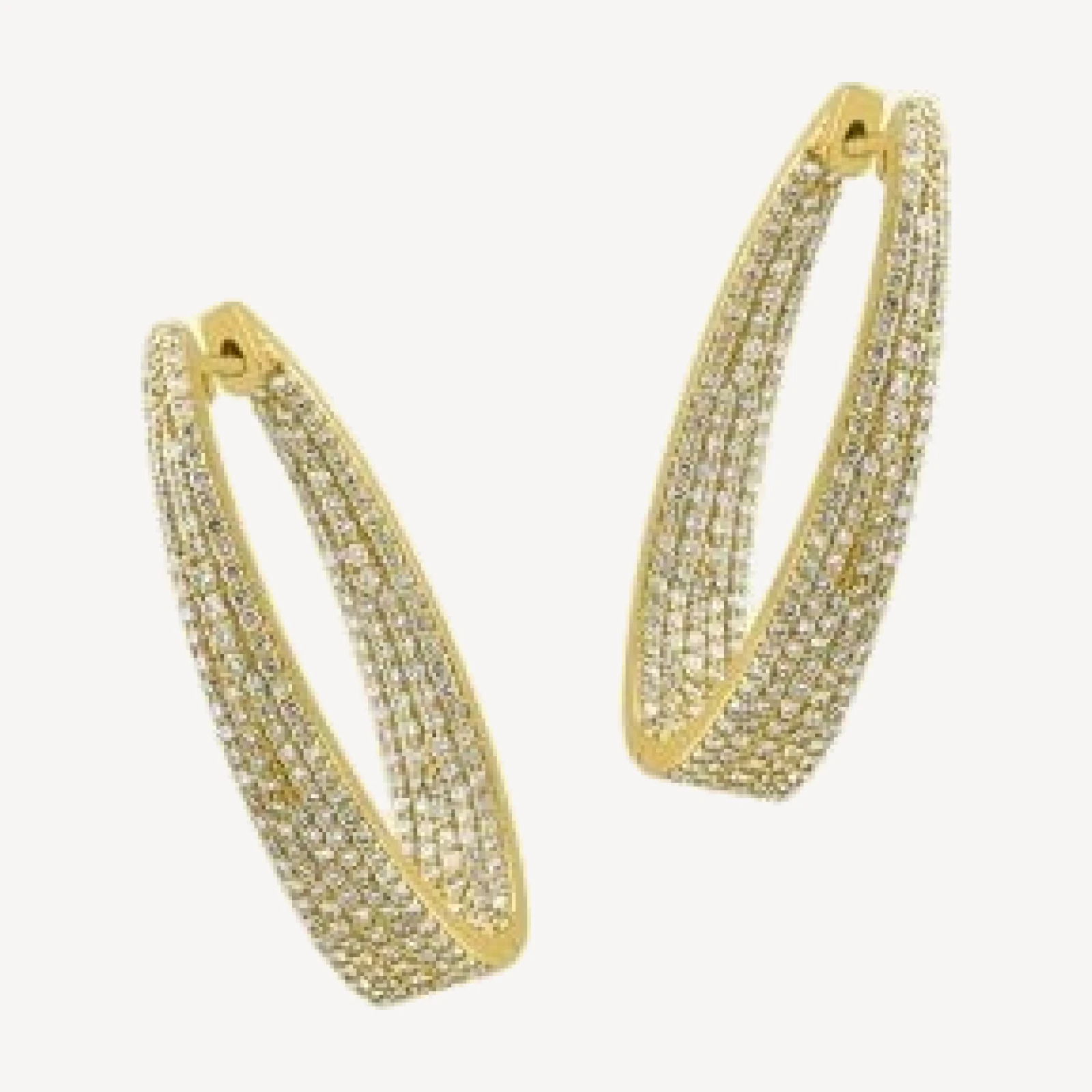 Bloomingdale's Fine Collection Diamond Inside-Out Oval Hoop Earrings in 14K Yellow Gold, 2.30 tcw
