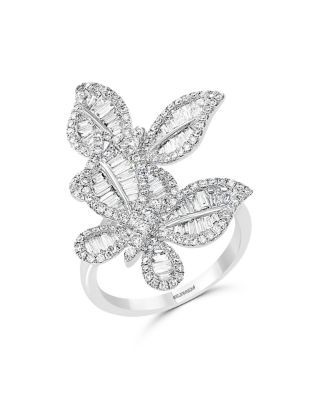 Bloomingdale's Fine Collection Diamond Butterfly Statement Ring in 14K White Gold, 1.40 tcw