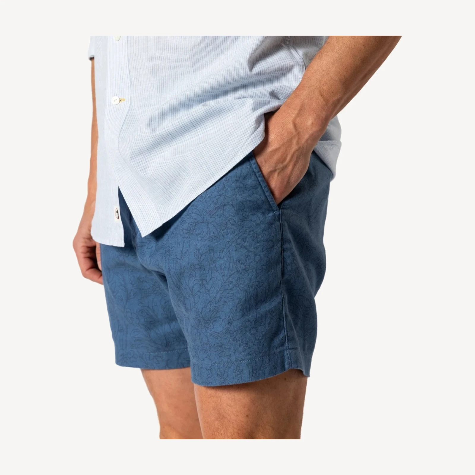 7" Linen Printed Gold School Chino Short SALE
