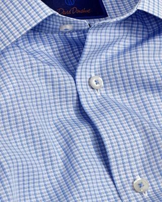 David Donahue Slim Fit Poplin Check Dress Shirt