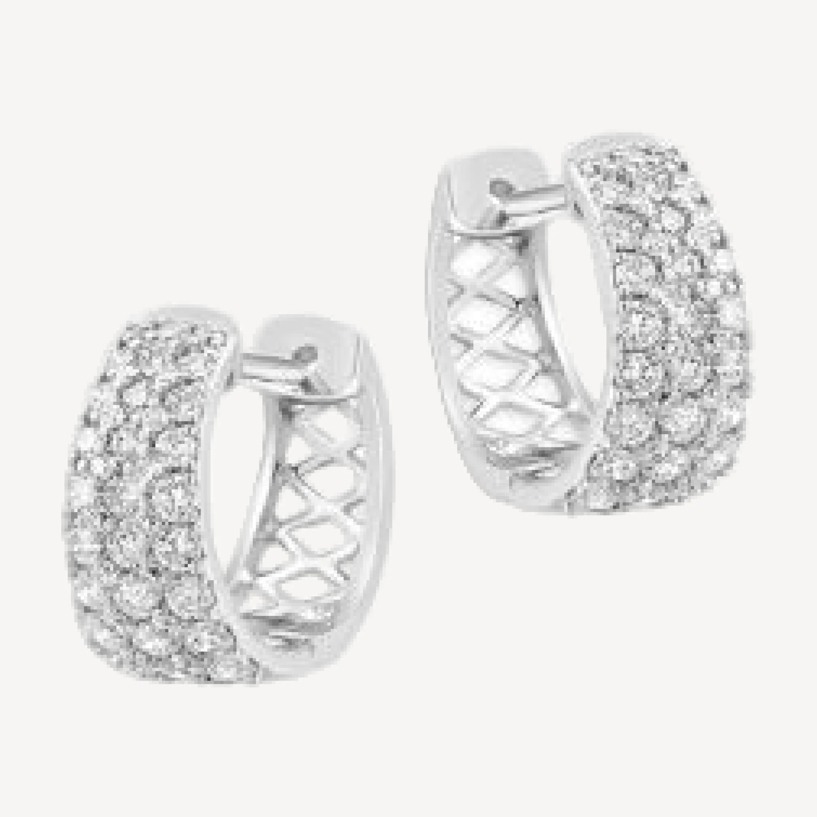 Bloomingdale's Fine Collection Pave Diamond Huggie Hoop Earrings in 14K White Gold, 1.10 tcw