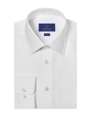 David Donahue Trim Fit Micro Texture Dobby Dress Shirt