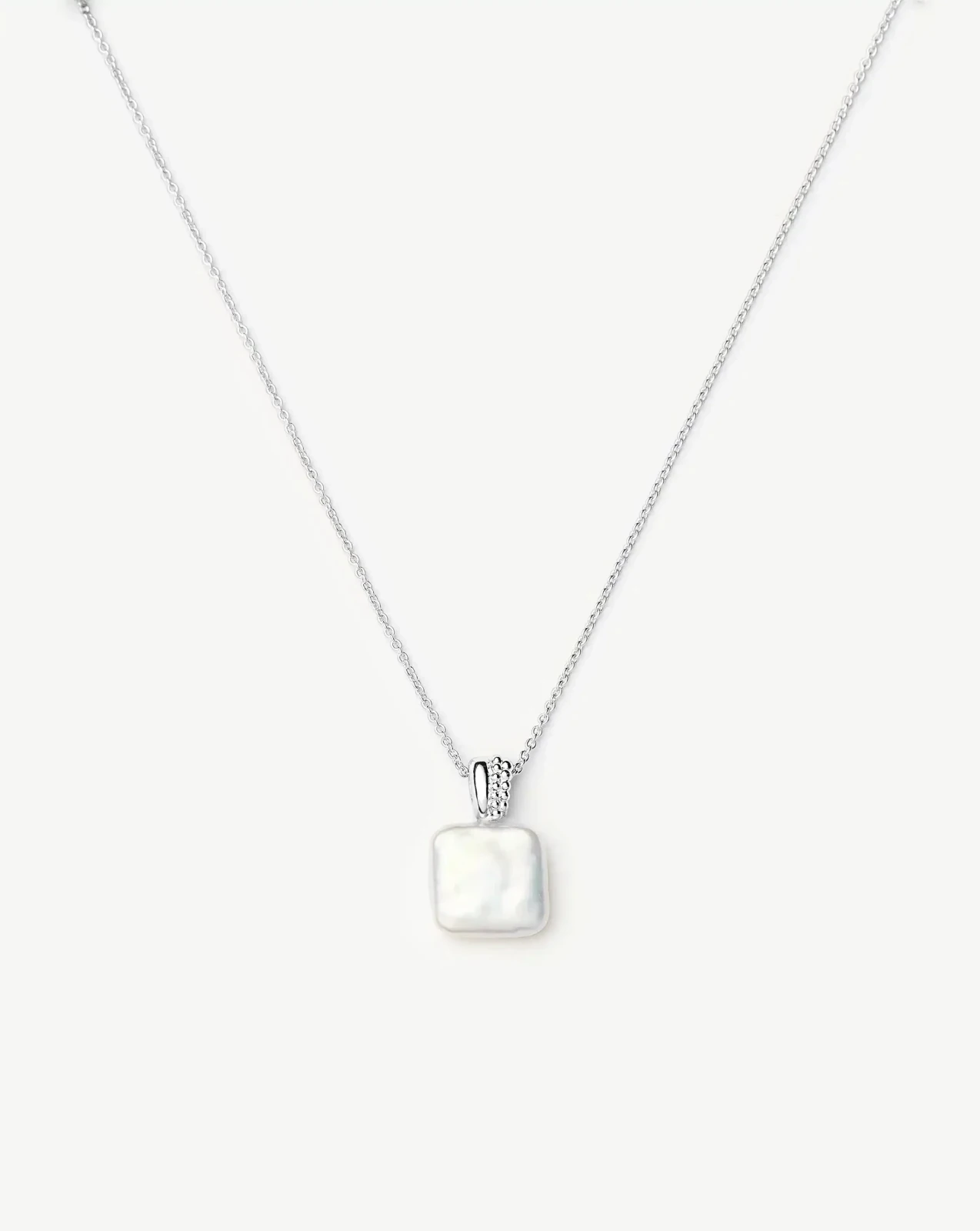 Square Pearl Baya Pendant Necklace | Sterling Silver/Pearl