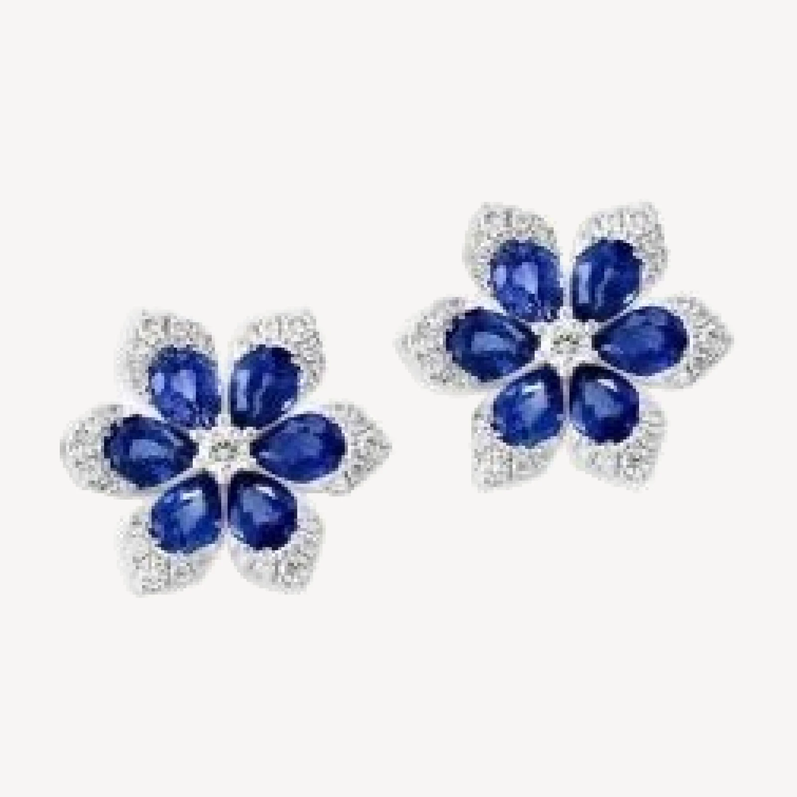 Bloomingdale's Fine Collection Blue Sapphire & Diamond Flower Stud Earrings in 14K White Gold