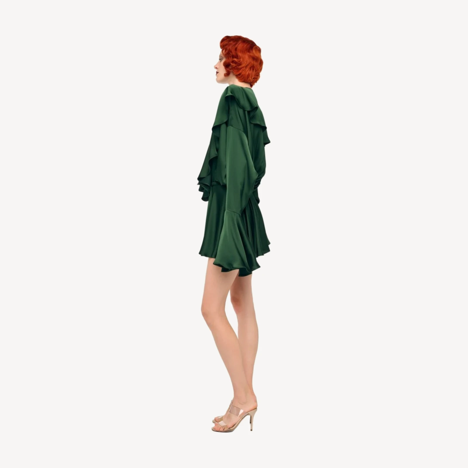 LONG SLEEVE DEEP V RUFFLE BODYSUIT