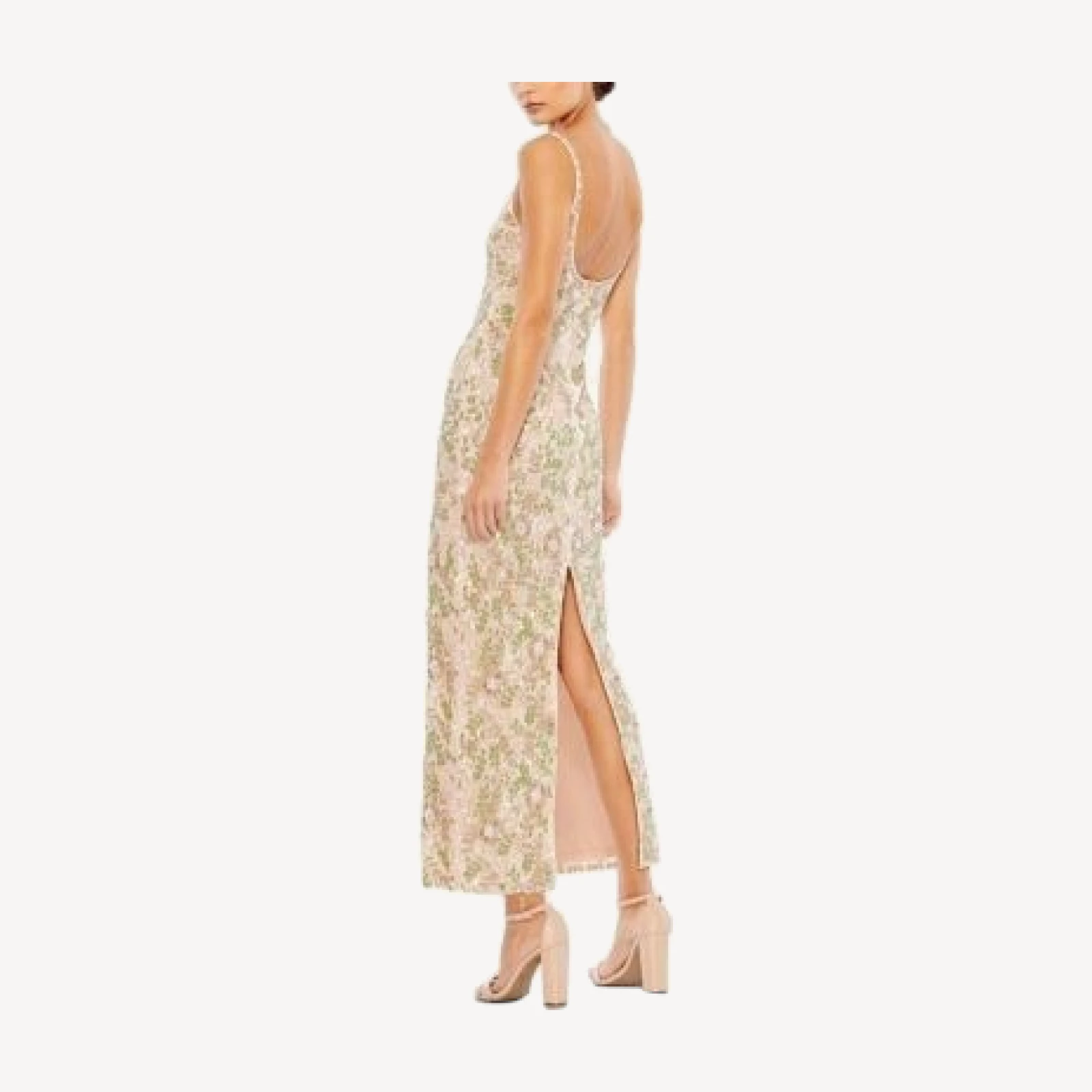 Mac Duggal Sleeveless Hand Beaded Floral Midi Dress