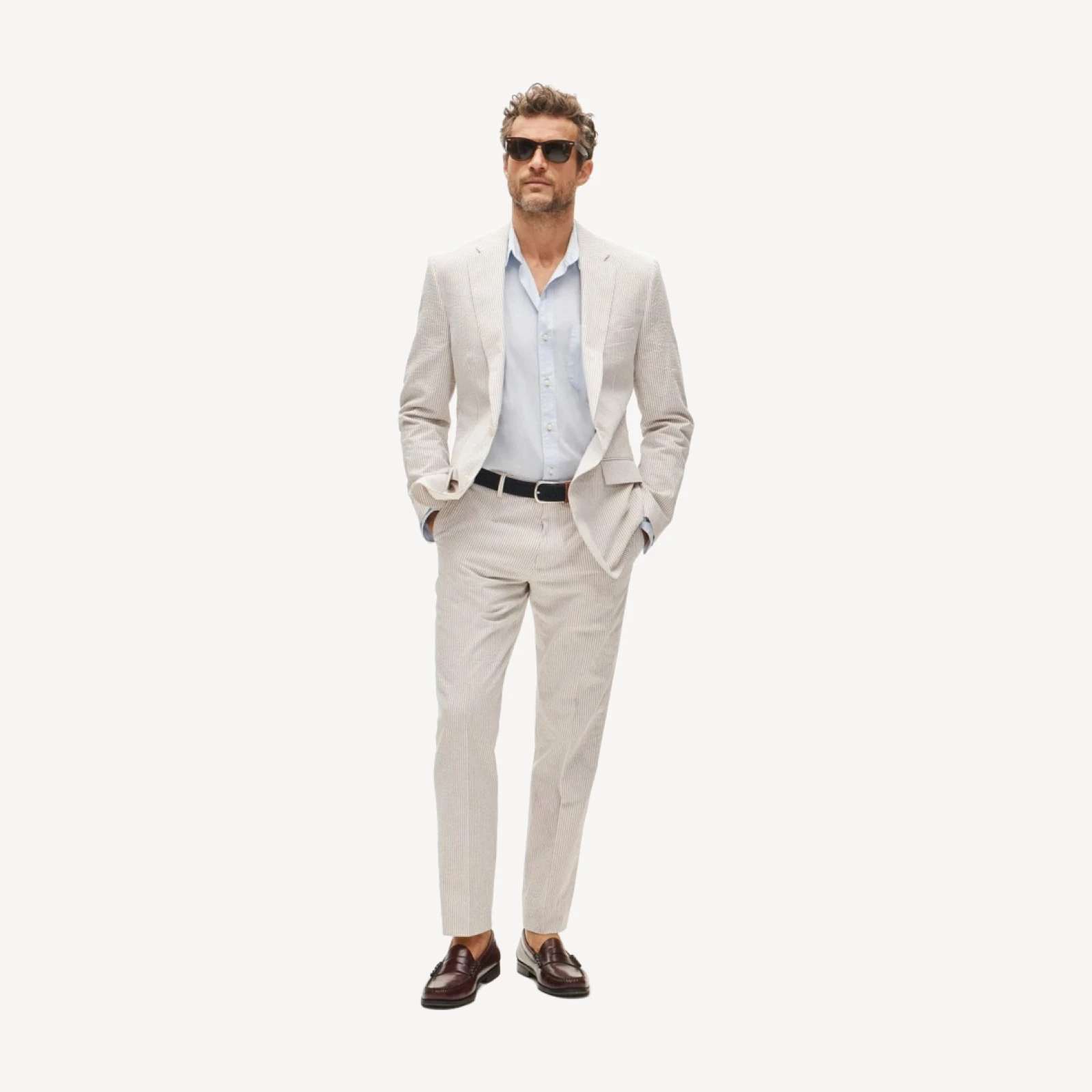 Ludlow Slim-fit suit jacket in cotton seersucker
